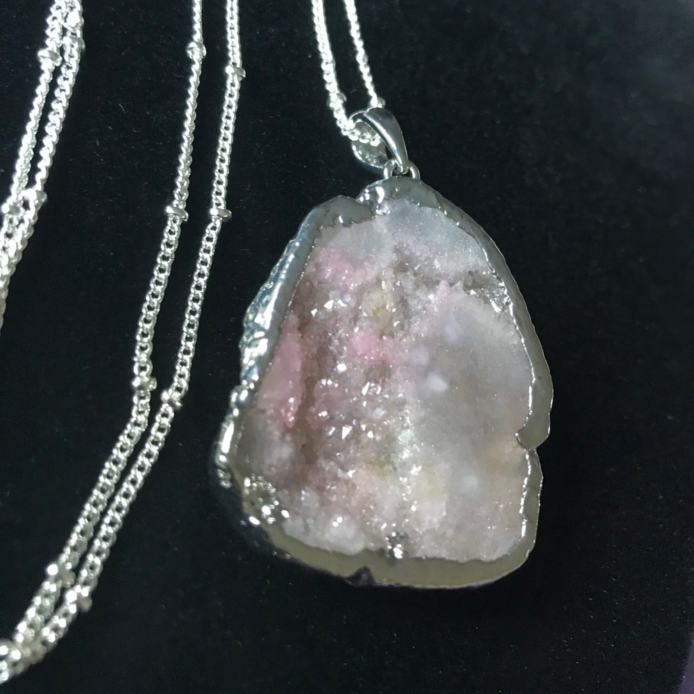 Sterling Silver Plated Druzy Geode